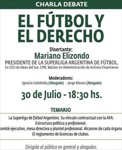 Dictarán una charla sobre “El fútbol y el derecho”